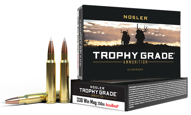 Nosler Trophy Grade 338 Winchester Magnum AccuBond Soft Point 250 Grain 20 Rounds