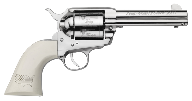 Pietta SA73131DTCYF 1873 Trump Sports South Exclusive 45 Colt (Long Colt) 6rd 4.75" Nickel Engraved Barrel & Cylinder, Steel Frame, Ivory Grip, Exposed Hammer