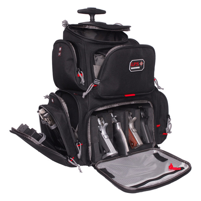 GPS Bags 1711ROBP Handgunner Rolling Backpack Black 600D Polyester Holds 4 Handguns - 1711ROBP - 819763011389