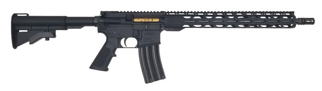 Radical Firearms Forged AR15 Rifle - Black | 5.56NATO | 16" Barrel | 15" Free Float M-LOK Thin Rail | TiN (Gold) PVD BCG | CAR-15 Style Stock