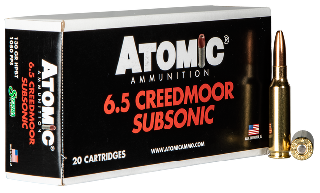 Atomic Ammunition 00476 Rifle Subsonic 6.5 Creedmoor 130 gr Sierra MatchKing BTHP 20 Rounds