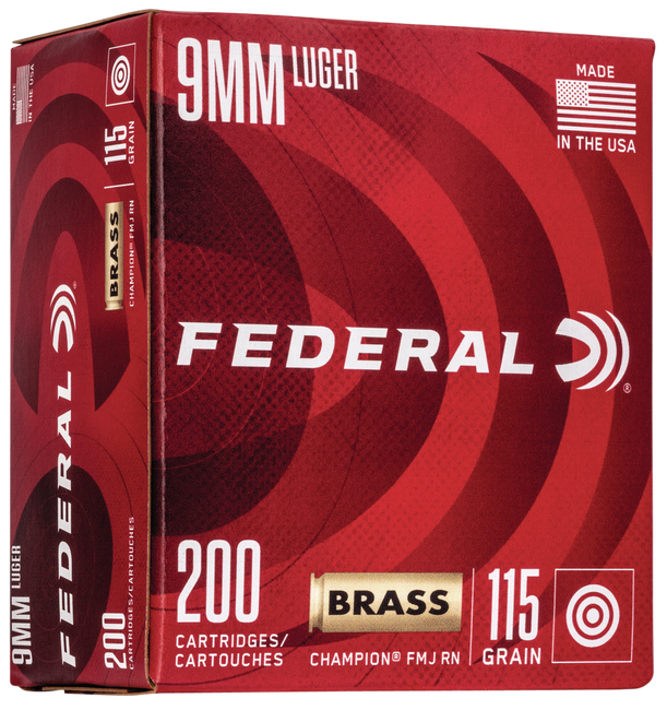 Federal Champion 9mm Luger Full Metal Jacket 115 Grain 200 Rounds
