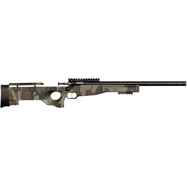 Crickett KSA2150-M81 Precision  Full Size 22 LR Single Shot 16.10" Blued Threaded Bull Barrel, Blued Crickettinny Rail Steel Receiver, M81 Woodland Camo Synthetic Adj LOP Stock - KSA2150-M81 - 611613421504