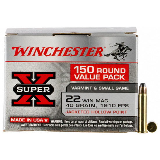 Winchester Super-X 22 Winchester Magnum Rimfire Jacketed Hollow Point 40 Grain 150 Rounds