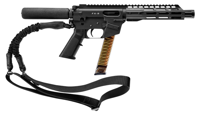 FREEDOM ORDNANCE FX9P8T FX-9  9mm Luger 32+1 8", Black, M-LOK Handguard, Padded Buffer Tube, A2 Grip, 3" Faux Suppressor, Includes Sling