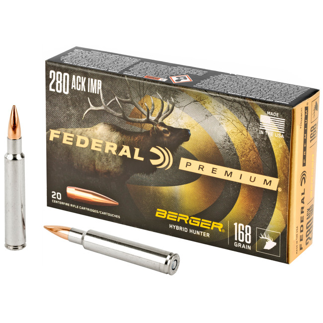 Federal Premium Berger Hybrid Hunter 280 Ackley Improved 168 Grain 20 Rounds - P280AIBCH1 - 604544649239