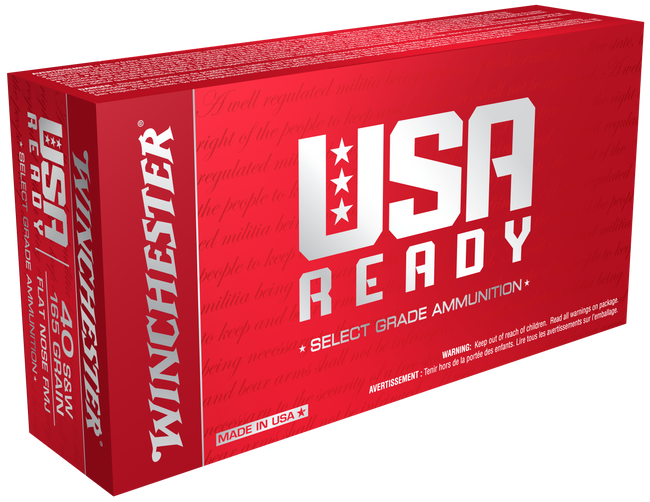 Winchester Ammo RED40 USA Ready 40S&W 165gr Full Metal Jacket Flat Nose 50 Rounds