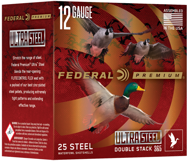 Federal Premium Ultra Steel Waterfowl Shotgun Ammo 12 ga. 3 in. 1 1/4 oz. 2 & 4 Shot 25 rd.
