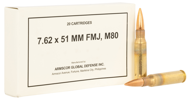 Armscor 7.62x51mm NATO Full Metal Jacket 147 Grain 20 Rounds