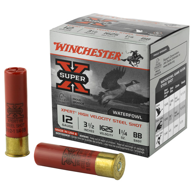 Winchester Xpert Hi-Velocity Steel 12 Gauge BB Shot 1 1/4 Oz 25 Rounds - WEX12LMBB - 020892018457