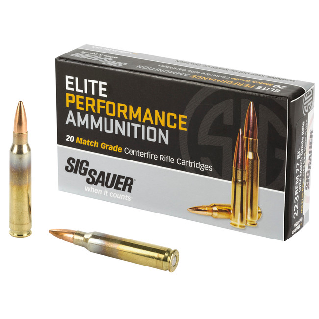Sig Sauer E223M120 Marksman  223 Rem 77 gr Open Tip Match 20 Per Box/ 25 Case - E223M120 - 798681552962