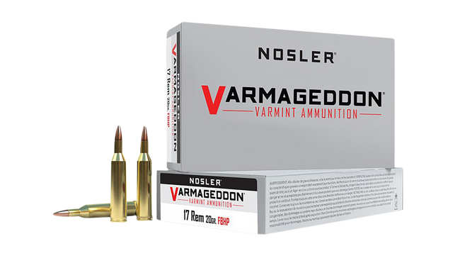 Nosler, Varmageddon, 17 Remington, Polymer Tip Hollow Point, 20 Grain, 20 Rounds