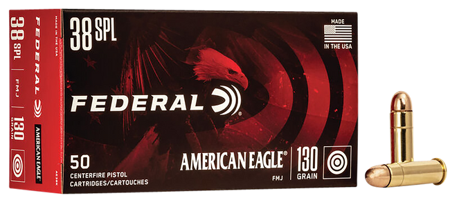Federal American Eagle 38 Special Full Metal Jacket 130 Grain 50 Rounds