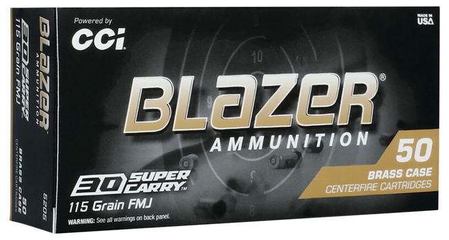CCI Blazer Brass Pistol Ammo 30 Super Carry 115 gr. FMJ 50 rd.