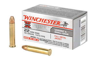 Winchester Super-X Rimfire Ammo 22 WMR 40 gr. FMJ 50 rd. - X22M - 020892100732