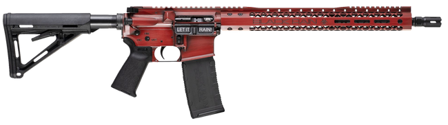 Black Rain Ordnance BROWTPRB Spec 15+ We The People 5.56x45mm NATO 30+1 16", Red Battleworn with Deep Engraving, 15" Slim M-LOK, Magpul Grip/Carbine Stock, Castle Flash Hider