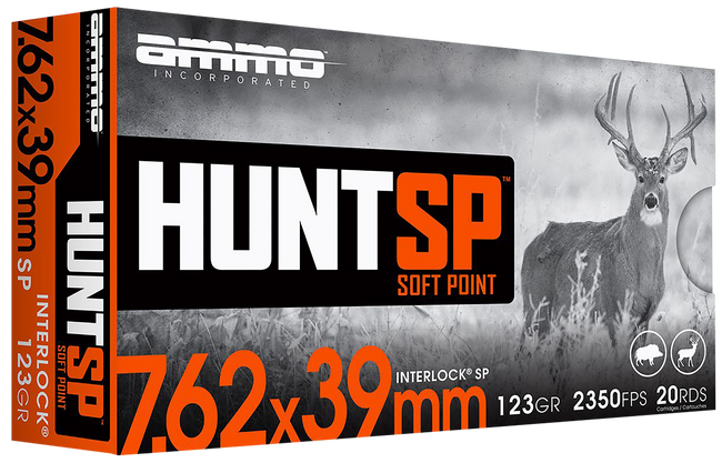 Ammo Inc 76239123SPA20 Hunt  7.62x39mm 123gr Soft Point 20 Rounds