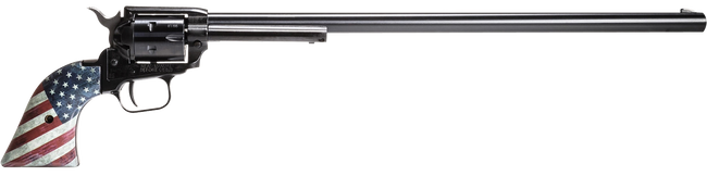 Heritage Mfg RR22B16USFLAG Rough Rider  22 LR 6 Shot, 16" Black Oxide Steel Barrel, Black Oxide Zinc Alloy Frame, Black Oxide Cylinder, US Flag Grip, Manual Safety, Exposed Hammer