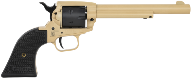 Heritage Mfg SRR22V6 Rough Rider  22 LR 6 Shot, 6.50" Sabre Sand Cerakote Steel Barrel & Frame, Black Satin Cylinder, Black Polymer Grip, Hammer/Thumb Safety, Exposed Hammer