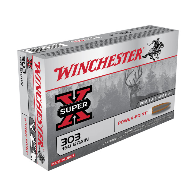 Winchester Super-X Rifle Ammo 303 British 180 gr. Power-Point 20 rd. - X303B1 - 020892200371