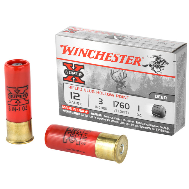 Winchester Super-X Rifled Slug HP 12 ga. 3 in. 1 oz. Slug 5 rd. - X123RS15 - 020892009585