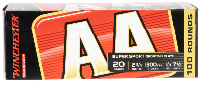 Winchester Ammo AASC207VP AA Sporting Clay 20Gauge 2.75" 7/8oz 7.5Shot 100 Bx/2 Case *Value Pack