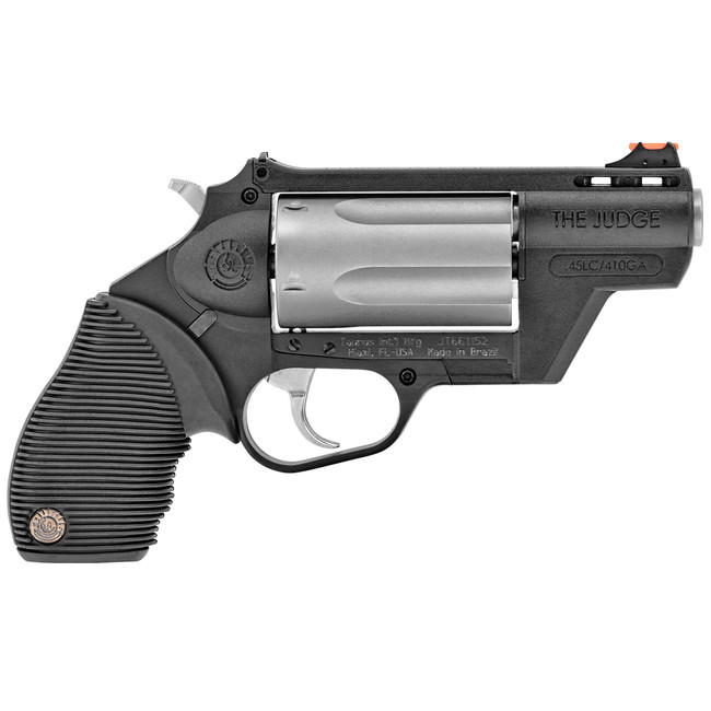 Taurus Public Defender Revolver - Black / Stainless | 45 Colt / 410 Ga | 2.5" Barrel | 5rd | Rubber Grip | Fiber Optic Sight | Poly Frame - 2-441029TCPLY - 725327608332