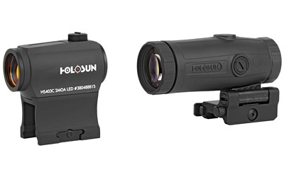 Holosun HS403C Red Dot Sight 2 MOA HM3X Magnifier 3X Solar Failsafe 50000 Hour Battery IP67 - HS403C+HM3X Combo - 810047071624