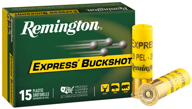 Remington Ammunition 26877 Express Buckshot 20Gauge 2.75" 3Buck Shot 15 Rounds