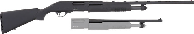 Akkar Churchill 620 Pump 20GA, 18.5in. Barrel, 5rd, Syn. Stock & Forend. Incl. 26" Barrel - Black (111205)