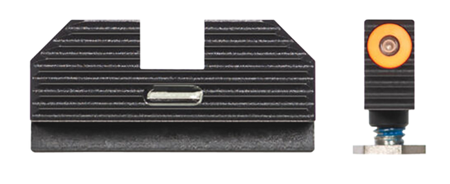 Night Fision GLK001010OGXG Official Costa Ludus Night Sights  Green Tritium Orange Outline Front Sight-Green Tritium Bar Rear Sight Glock 17/17L/17MOS/19