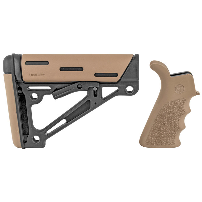 Hogue OverMolded Collapsible AR-15 Buttstock Beavertail Grip FDE Mil-Spec - 15356 - 743108153567