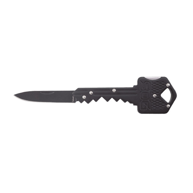 S.O.G SOGKEY101 Key  1.50" Folding Plain Drop Point Black Hardcased 5Cr13MoV SS Blade/Black Stainless Steel Handle - SOGKEY101 - 729857999274