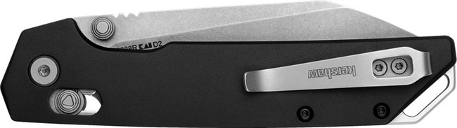 Kershaw 2038R Iridium  3.40" Folding Reverse Tanto Plain Stonewashed D2 Steel Blade, Black Anodized Aluminum Handle - 2038R - 087171066349