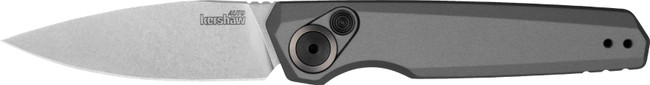 Kershaw 7551 Launch 18 Automatic 2.79" Folding Spear Point Plain Stonewashed CPM 154 SS Blade, Gray Anodized w/Black Oxide Hardware Aluminum Handle, Includes Pocket Clip - 7551 - 087171066578