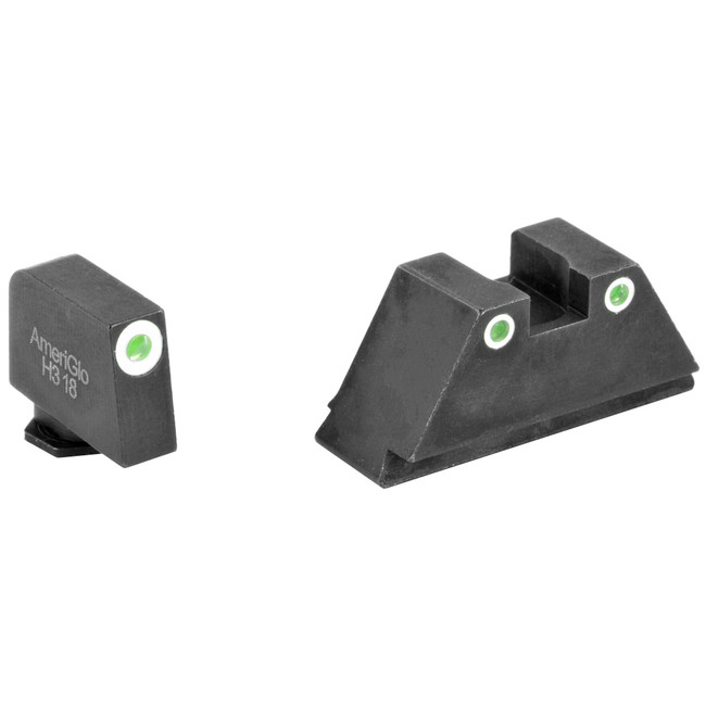 AmeriGlo GL329 Tall Suppressor Front Rear Green White Outline Glock Sights - GL329 - 644406902294