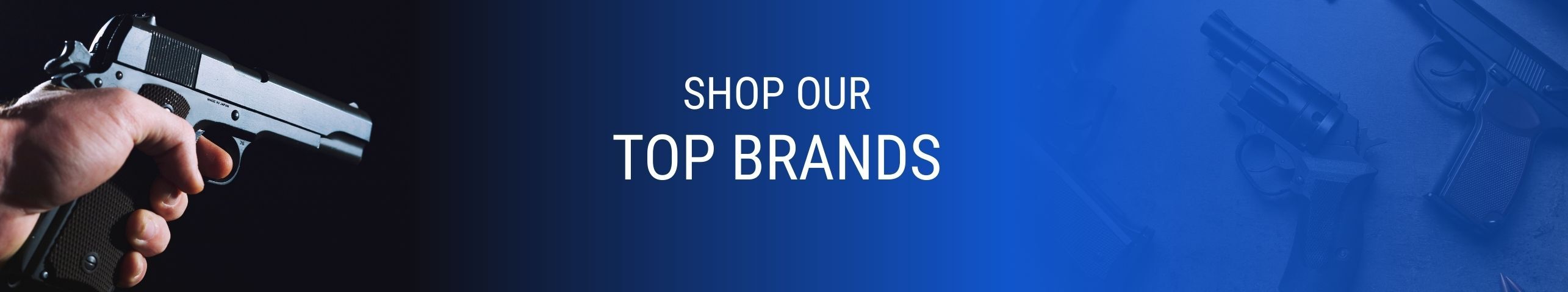 Hand shooting a gun banner.