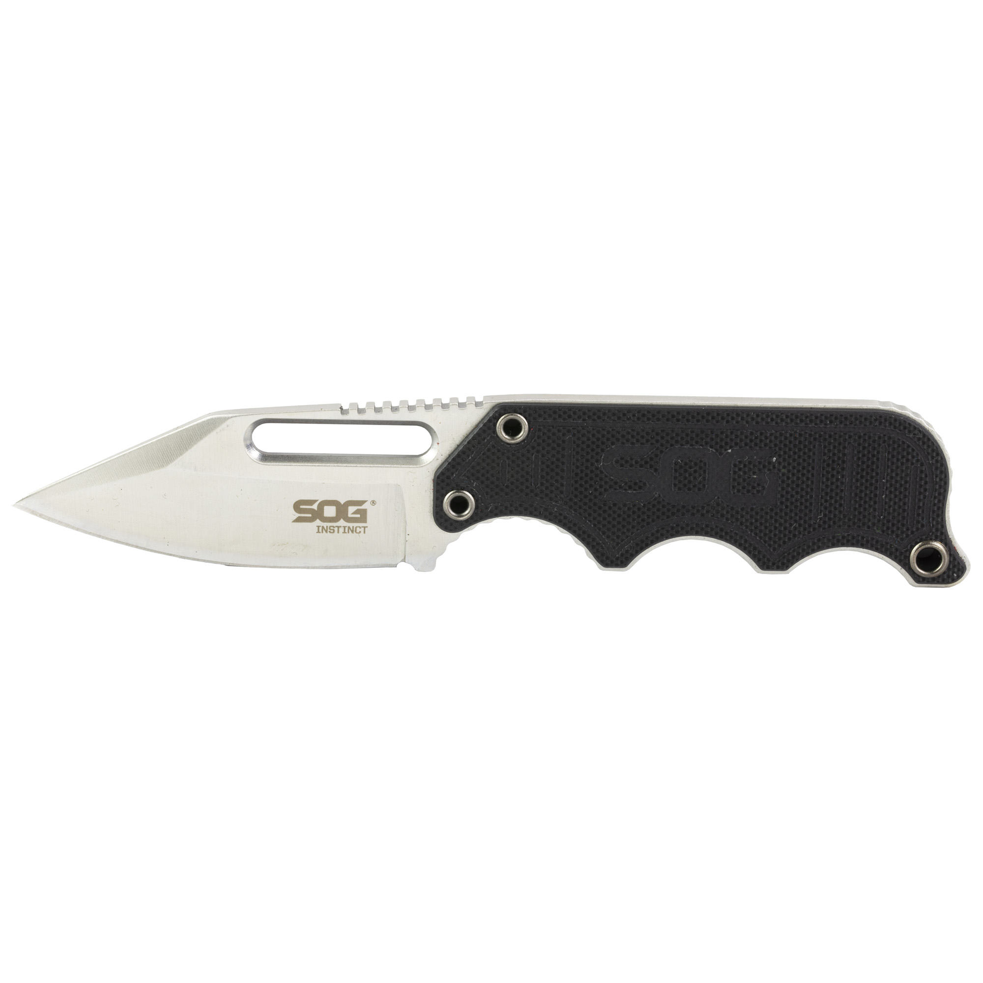 S.O.G SOG-NB1012-C Instinct  2.30" Fixed Clip Point Plain Satin Polished 5Cr15MoV SS Blade Black/Silver G10/SS Handle Includes Sheath - SOGNB1012CP - 729857002479