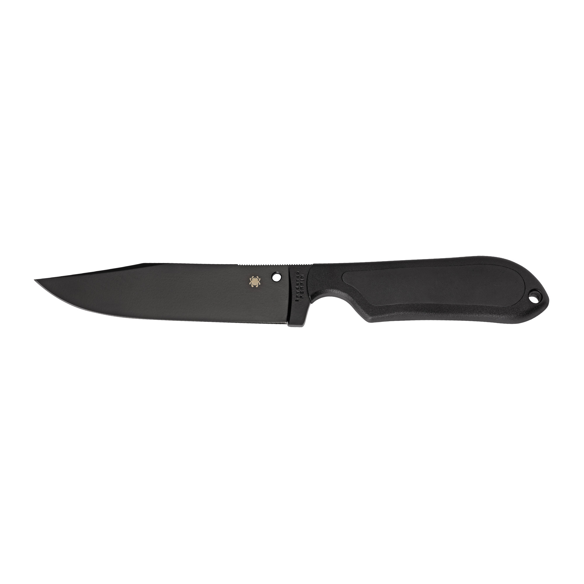 Spyderco FB04PBB Street Bowie  5.05" Fixed Clip Point Plain Black DLC VG-10 SS Blade/Black Textured FRN Handle Includes Sheath w/G-Clip - FB04PBB - 716104650095