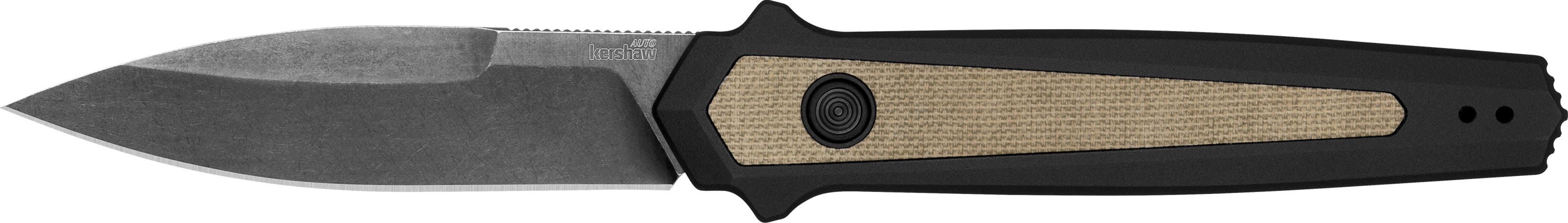 Kershaw  Launch 15 Full Size 3.50" Folding Spear Point Plain Black Oxide Blackwash CPM MagnaCut Steel Blade/Black Anodized w/Tan Canvas Aluminum w/Micarta Inserts Handle Includes Pocket Clip - 7950 - 087171064529