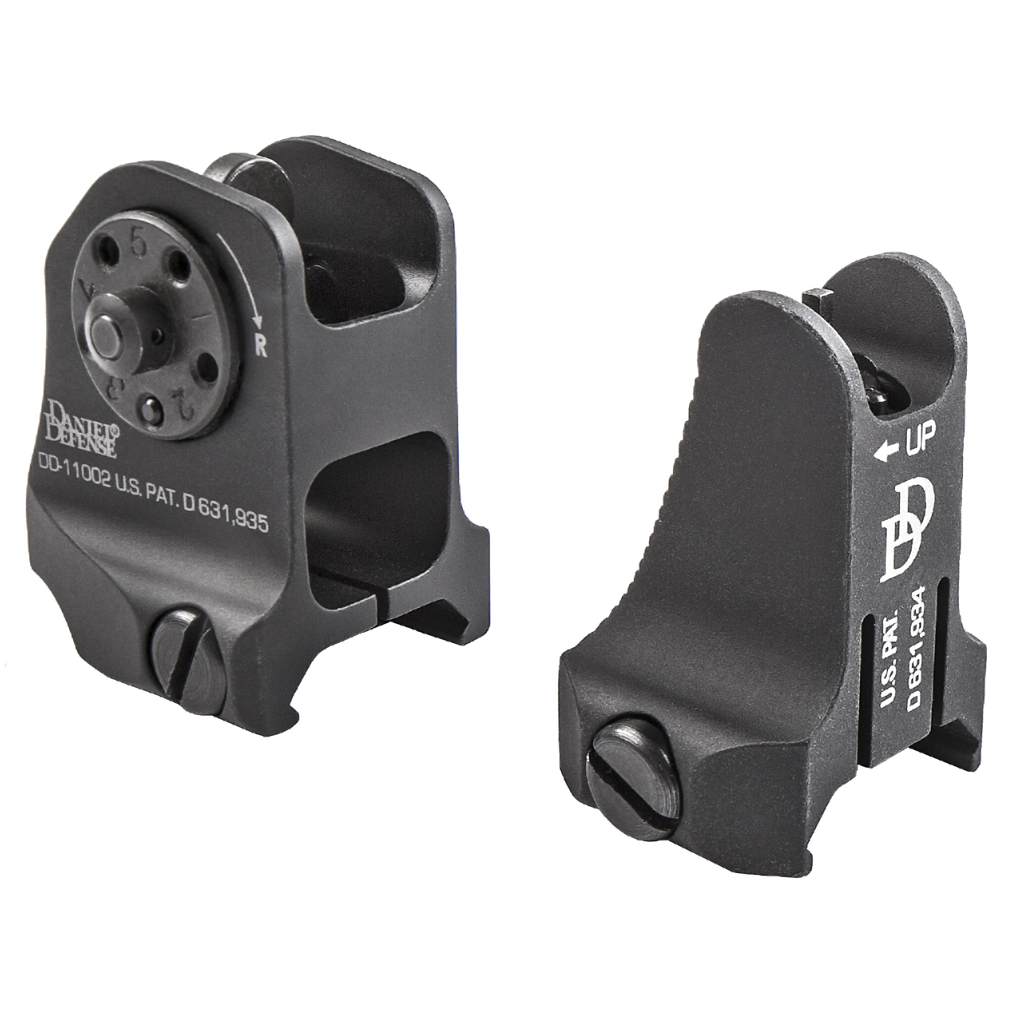Daniel Defense 1908809116 AR-15 Iron Sight Set  Black Hardcoat Anodized Fixed Front & Rear Sight - 1908809116 - 815604010870