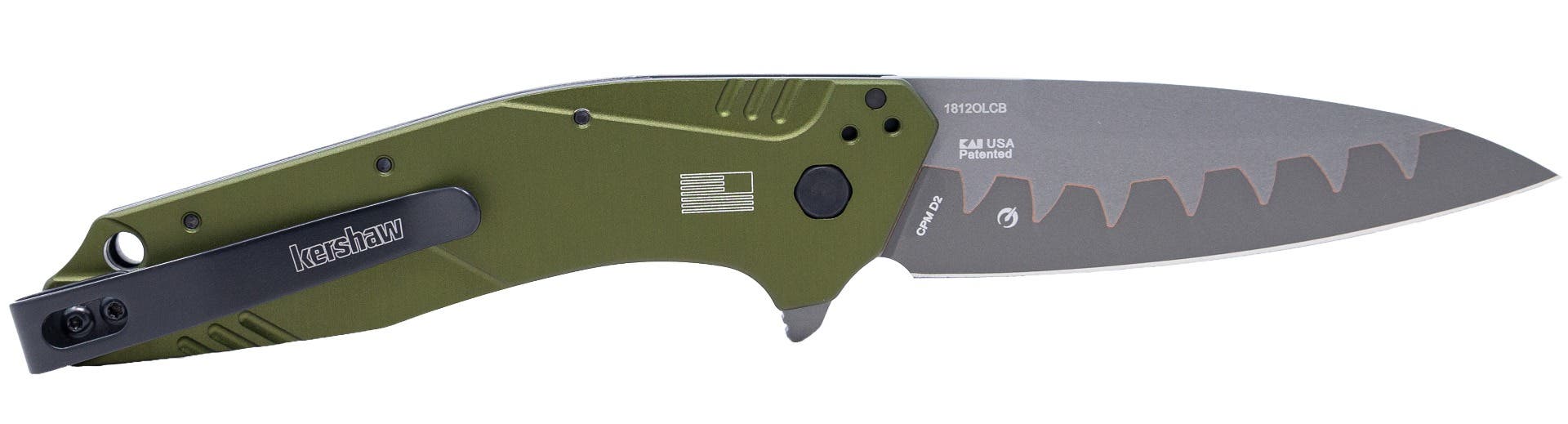 Kershaw Dividend Folding Knife 3" Drop Point Blade Olive - 1812OLCB - 087171058481