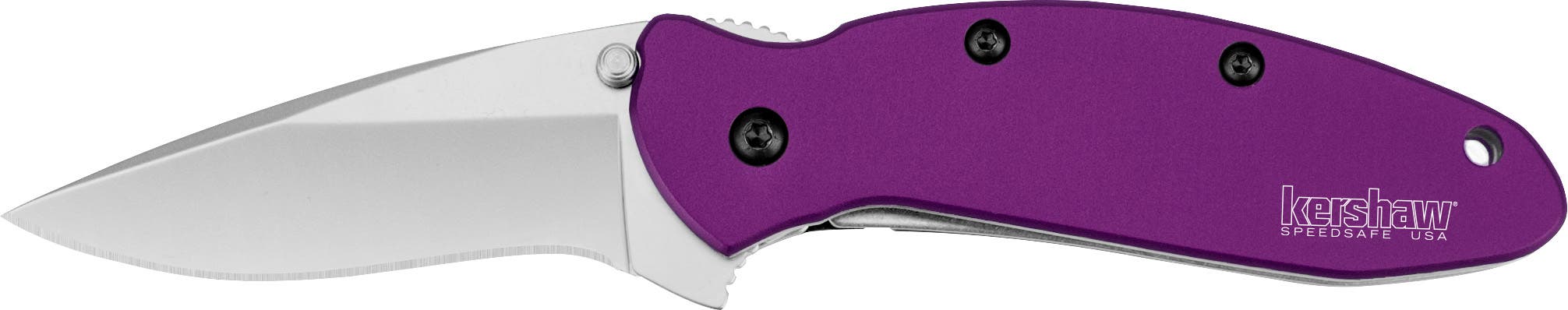 Kershaw 1620PUR Scallion  2.40" Folding Drop Point Plain Bead Blasted 420HC SS Blade Purple Anodized Aluminum Handle Includes Pocket Clip - 1620PUR - 087171035154