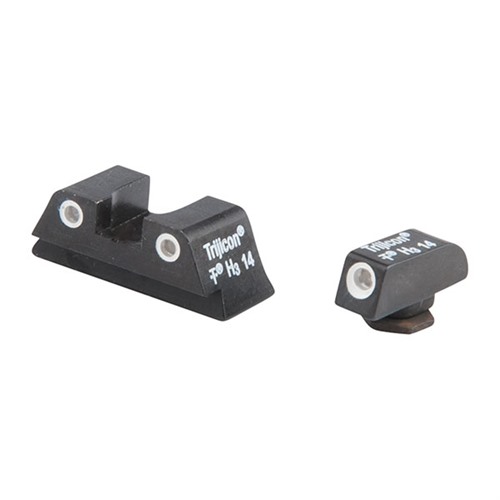 Trijicon 600777 Bright & Tough Night Sights  Green/Tritium White Outline Front Sight-Green/Tritium White Outline Rear Sight Glock 42/43 Small Frame