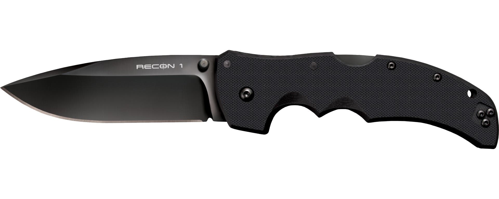 Cold Steel CS27BS Recon 1 4" Folding Spear Point Plain DLC Coated American S35VN Blade/Black G10 Handle Includes Pocket Clip - CS27BS - 705442017653