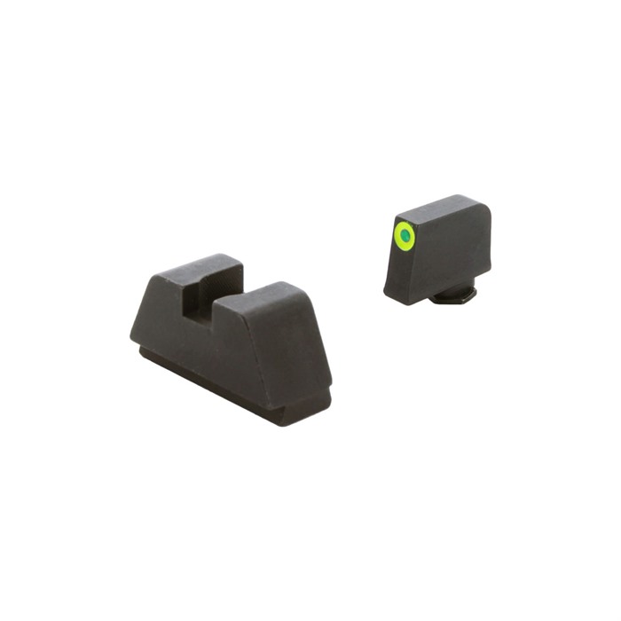AmeriGlo GL611 Optic Compatible Sight Set for Glock  XL Tall Green Tritium LumiGreen Outline Front Sight-Black Rear Sight