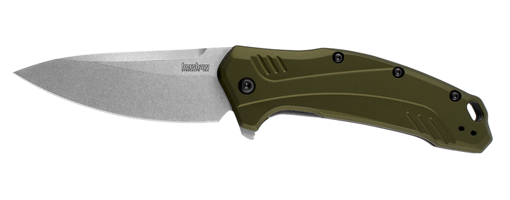 Kershaw Link Drop Point Knife Olive Aluminum (3.25" Stonewash 20CV)
