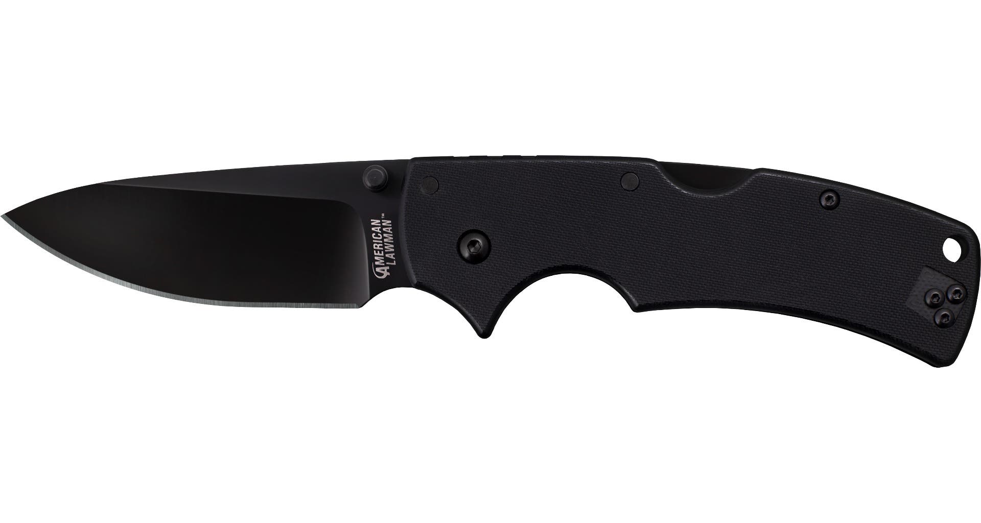 Cold Steel CS58B American Lawman 3.50" Folding Plain Drop Point Polished w/DLC Coating American S35VN Blade/Black Contoured G10 Handle - CS58B - 705442018193