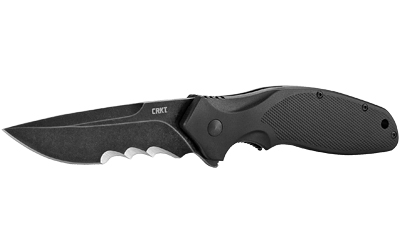CRKT K800KKP Shenanigan  3.35" Folding Drop Point Veff Serrated Black Stonewashed 4116 Stainless Steel Blade/ Black GRN Handle Includes Pocket Clip - K800KKP - 794023980028