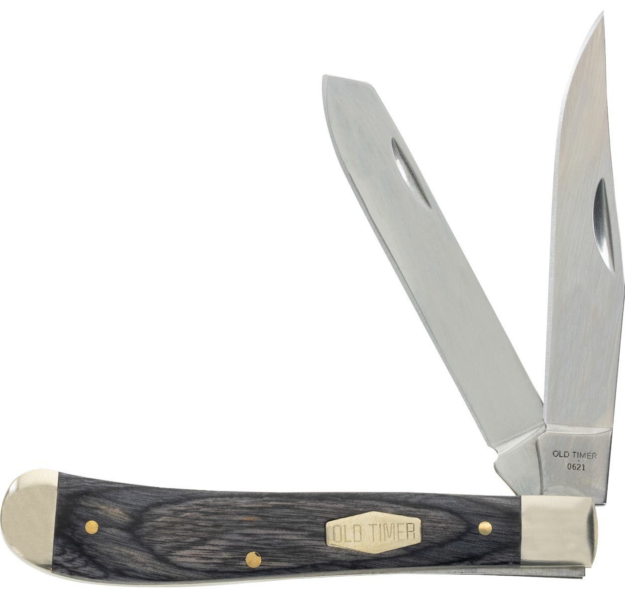 Old Timer 1135990 Heritage Series Trapper 940T 3" Folding Clip Point/Spey Plain D2 Steel Blade, 3.70" Gray Wood Laminate Handle - 1135990 - 661120106890